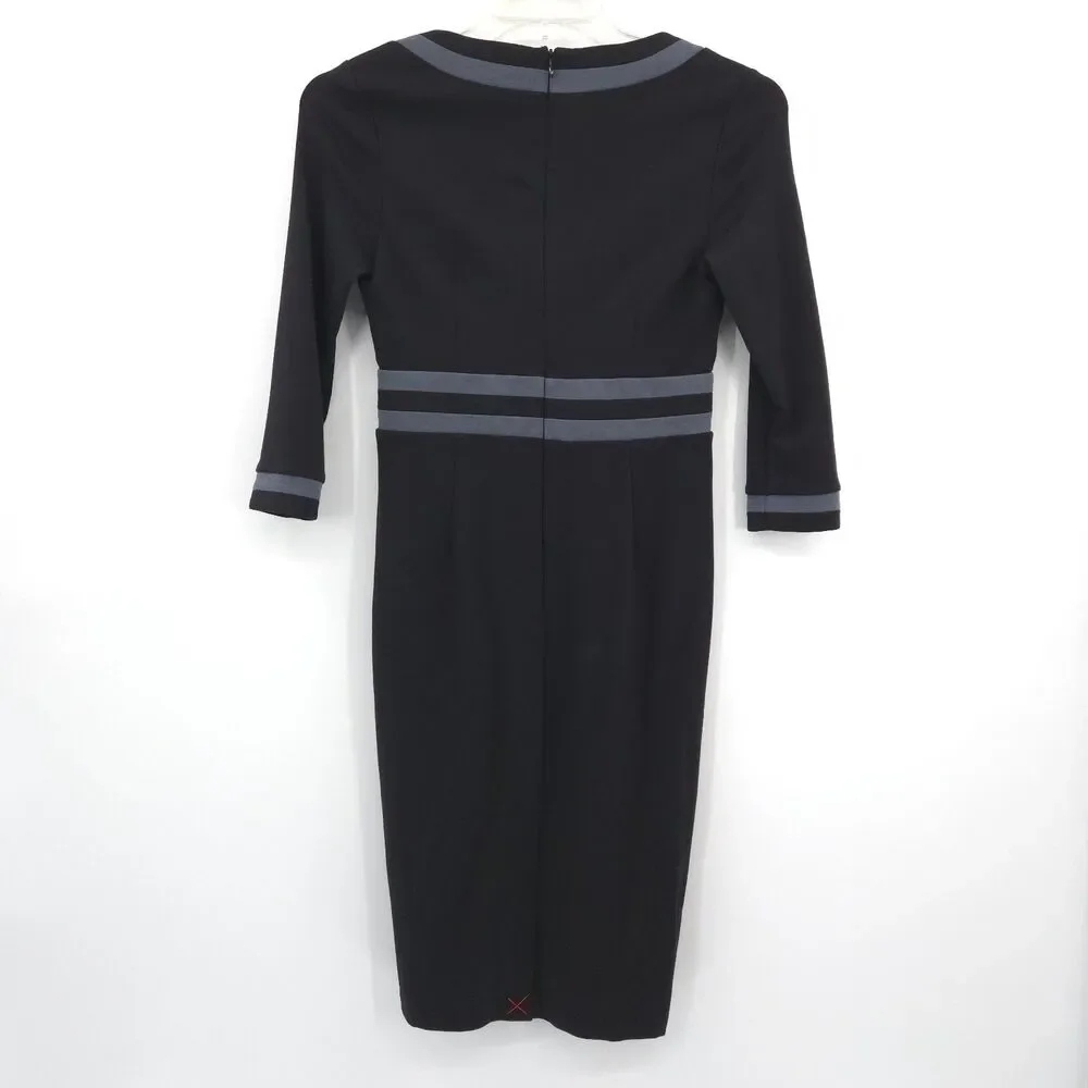 Boden Nellie knit ponte dress Size 6p black & gray stretch 3/4 sleeve‎ career - Picture 9 of 10